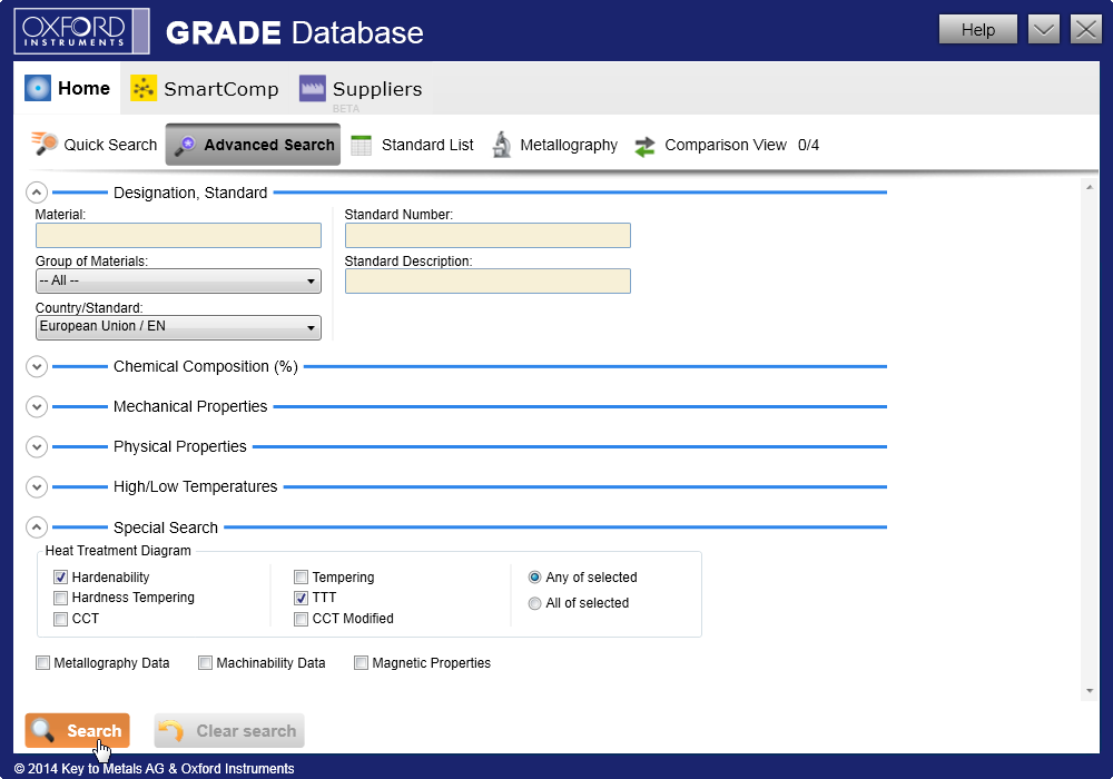 Defining search criteria