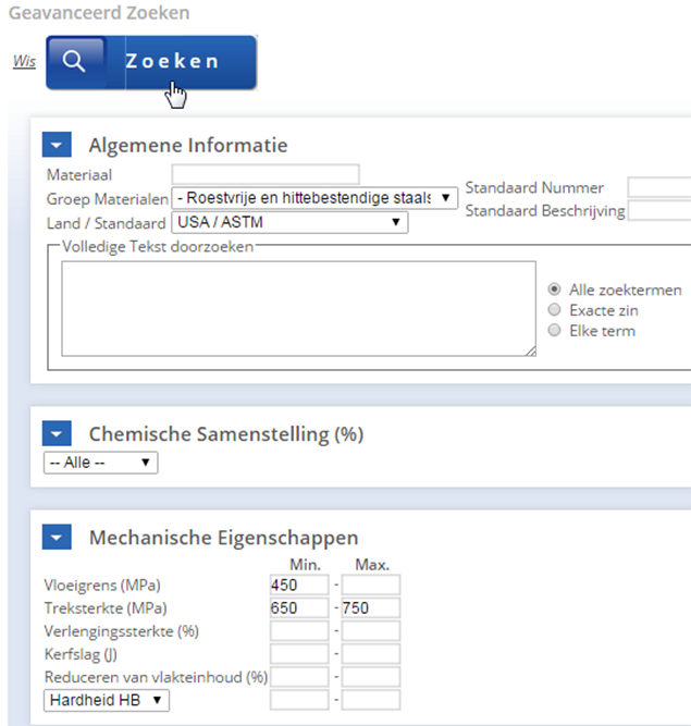 Defniniëren van zoekcriteria