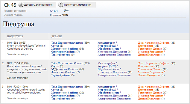 Выбрать группу/подгруппу материалов