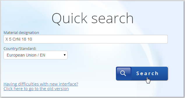 Search for your material of interest