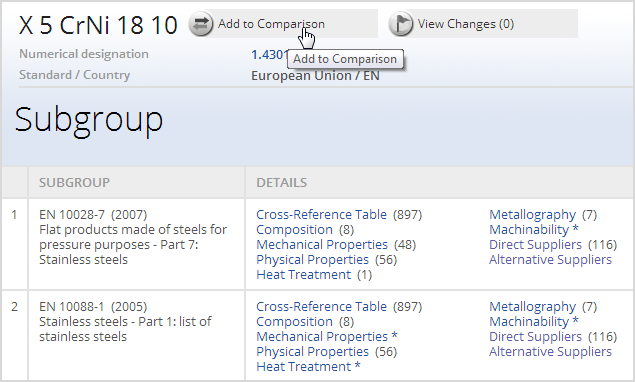 Adding your first material to Comparison View