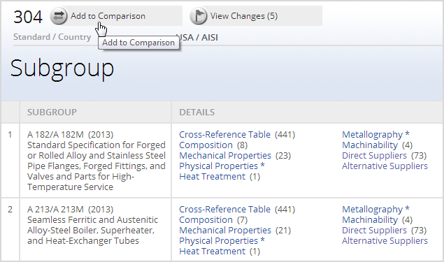 Adding additional materials to Comparison View