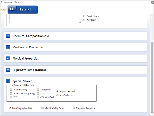 Defining search criteria